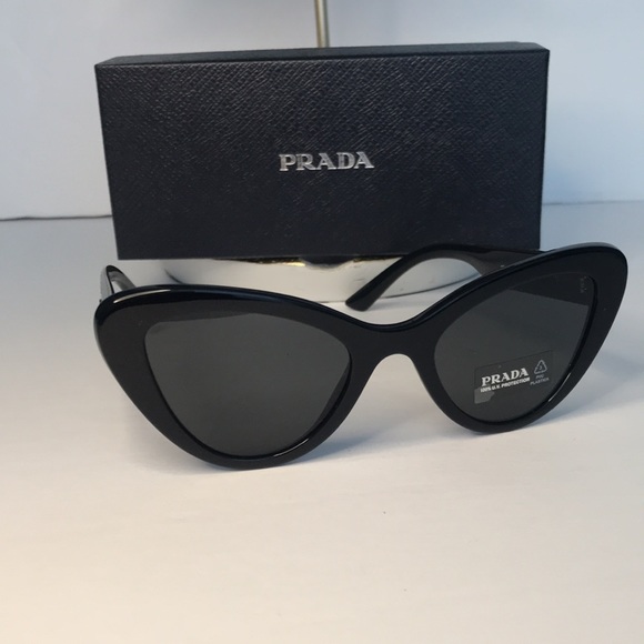 💯- New - PRADA PR 13YS Black Dark Grey Gradient Cat-Eye Sunglasses - Picture 5 of 16